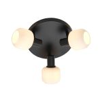 Nordlux Milford Plafondlamp Glas Mini 3-Rondel Zwart | Geschikt voor 3x E14
