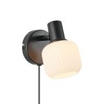 Nordlux Milford Wandlamp Glas Zwart | Geschikt voor 1x E14
